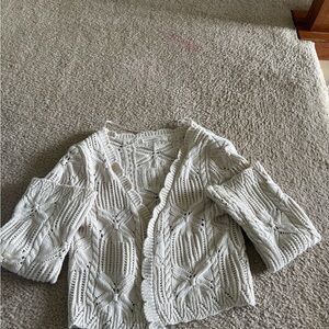 moon & madison Cream Openwork Knit Cardigan